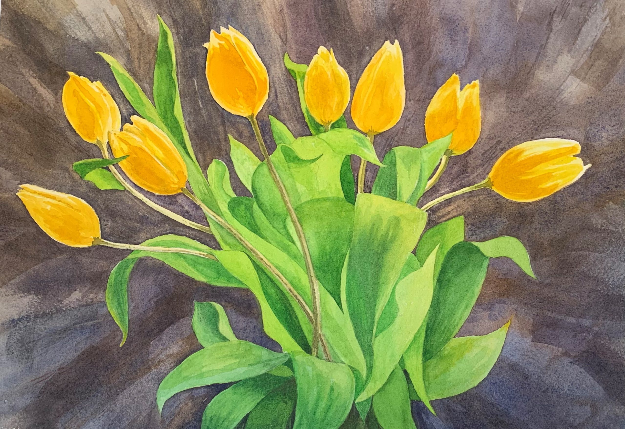Tulips in Bloom, watercolor
