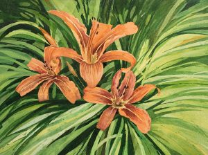 Old-Fashioned Daylilies watercolor