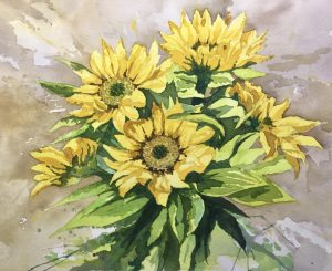 Summer Sunflowers, watercolor