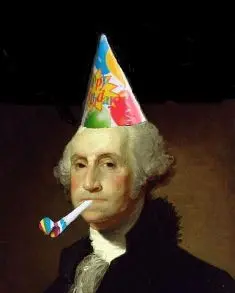 George Washington in a party hat