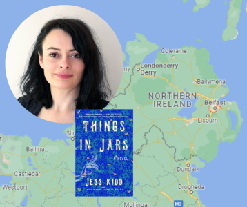 Map of Northern Ireland, Jess Kidd & book jacket