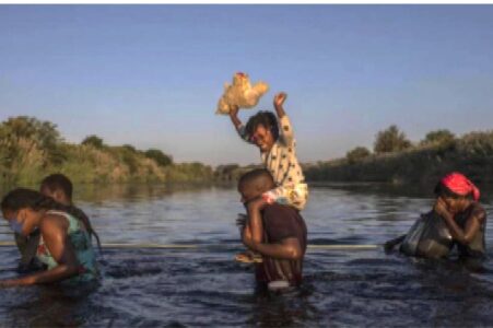 Refugees crossing water