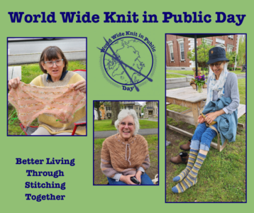 knitters on the NWPL lawn for WWKIPD