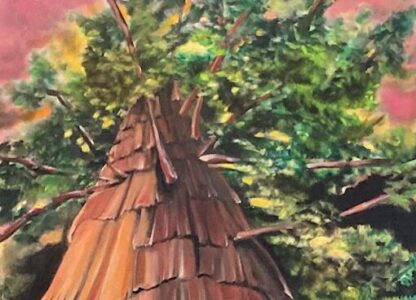 detail of "Redwood" tree painting