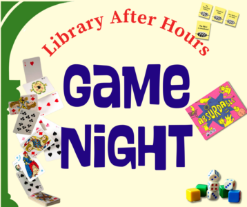 Game Night sign with cards, dice & games