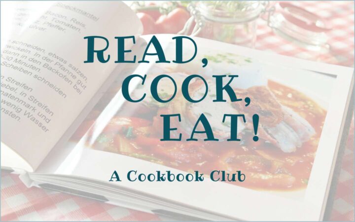 Read, Cook, Eat! logo with image of open cookbook