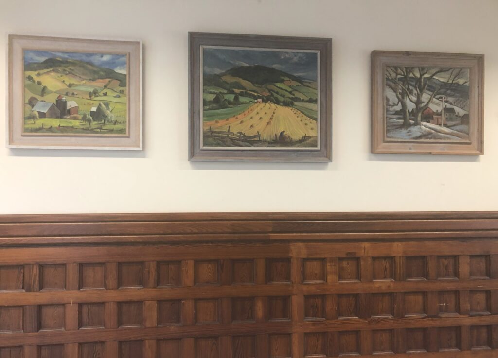 Three oil paintings spanning the seasons by Albertus Eugene Jones (American (1882–1957) donated by former Trustee, William Chorske.