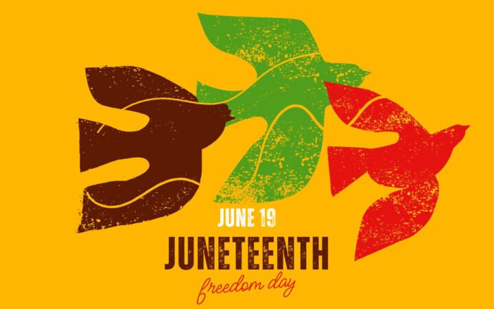 3 stylized birds on a yellow background