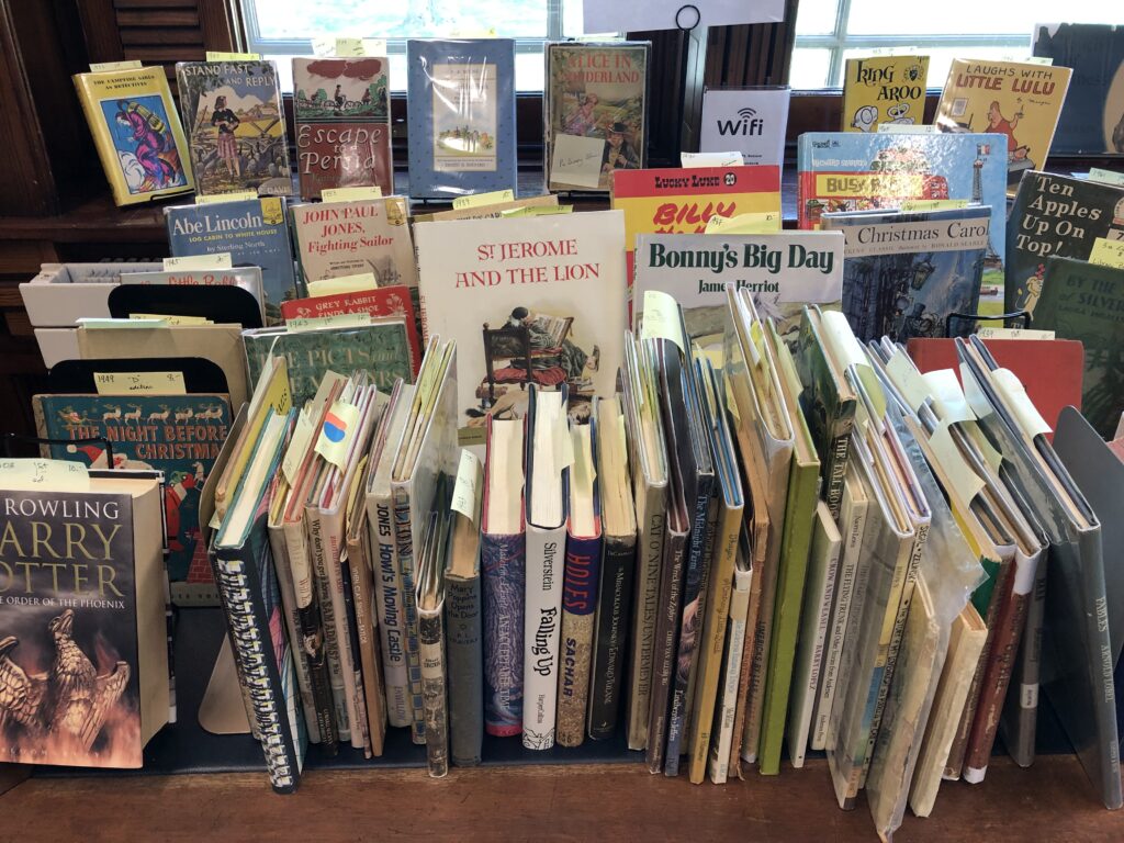 display of vintage kids books