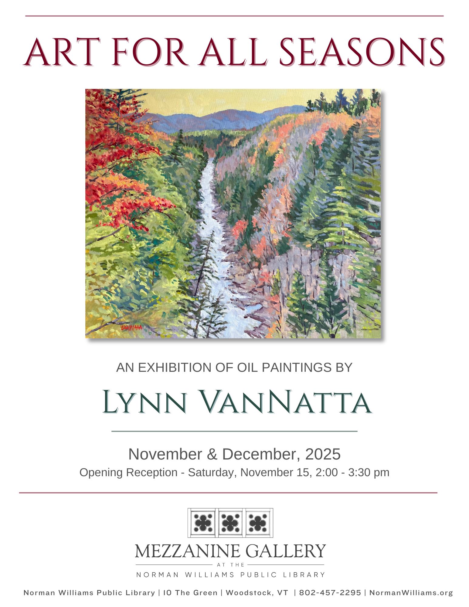 Lynn VanNatta exhibition poster with landscape