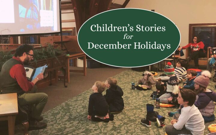 Librarian reading to kids