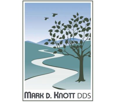 Mark Knott logo - tree w river & birds