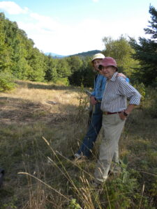 Mary Clurman & Peter Lindenfeld hiking in Barnard, VT