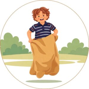 Drawing of child in sack race